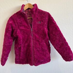 The North Face Girls' Reversible Butterfly Cano Faux Fur Jacket, Size L, Pink